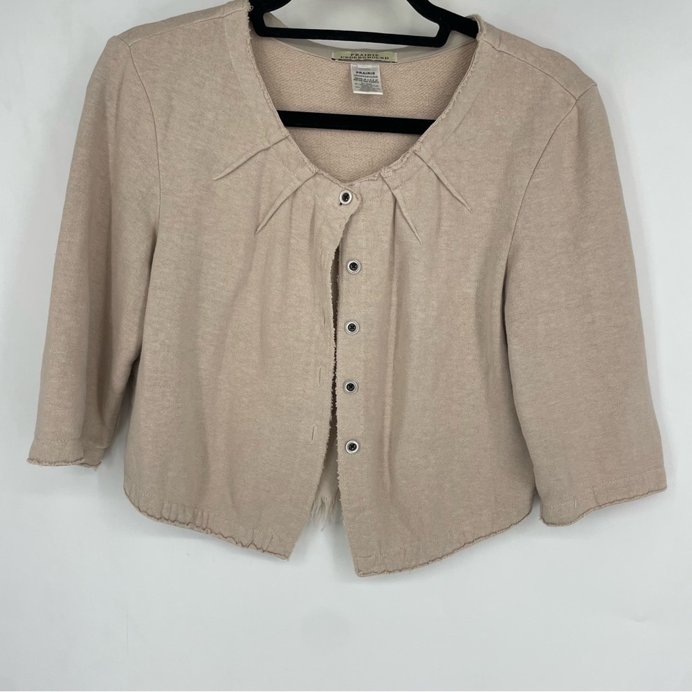 Prairie Underground Womens Medium Hemp Organic Cotton Cream Crop Sweater Cover